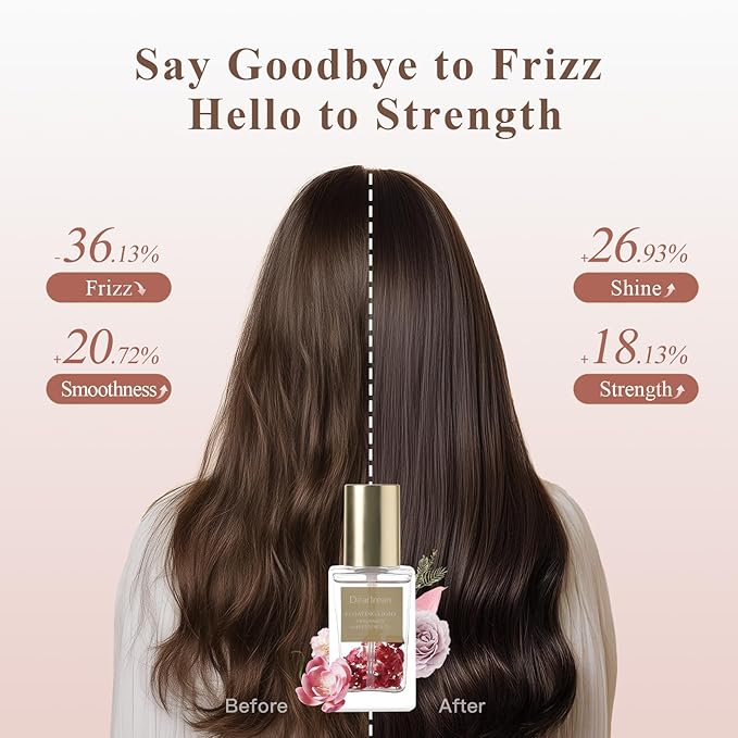 Dear Irean Hair Perfume for Women, Hair Oil with Moroccan Argan & Jojoba, Nourishes, Repairs, and Hydrates Frizzy, Dry, Damaged Curly Hair and Split Ends, Long Lasting Fragrance Up to 8 Hours, 1.35 Oz