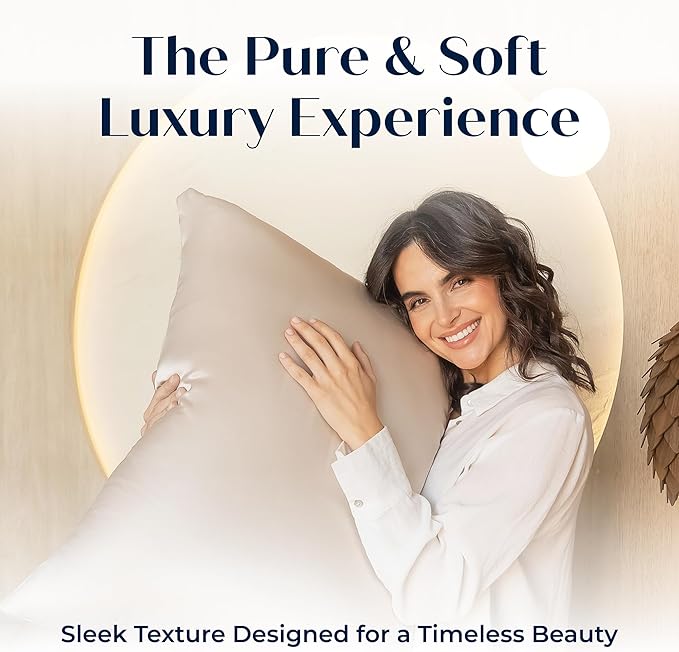 Moonaé Mulberry Silk Pillowcase – Pure Silk Pillow Cover for Healthier Hair & Smoother Skin – Soft, Breathable and Temperature-Regulating, Luxurious Silk Case Colors Beige-S