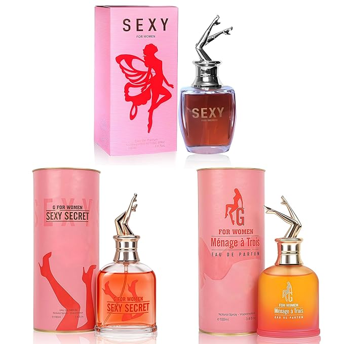 A CENTER Perfume 3PCS Set for Women - Long Lasting Floral Fragrance with Jasmine, Rose & Lily of the Valley | 3.4 Fl Oz Each Women Cologne Gift Set (Sexy,G Menage,G Sexy)
