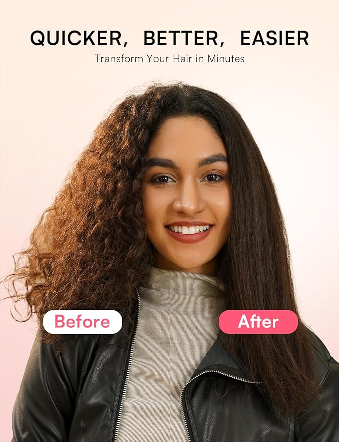 Hair Straightener Brush, Luxing PuraLux Straightener Comb, Fast Heating Hair Straightening Comb, 5 Temp Settings & Anti-Scald with Ceramic Coating, Professional Styling Tools (Cream)