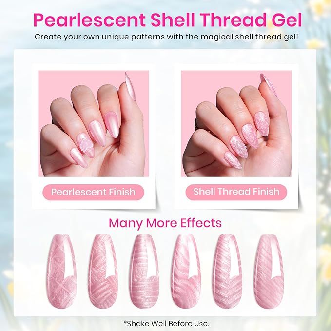 Beetles 36 Colors Gel Nail Polish Set, 42pcs UV Gel Nail Polish Colors Blue Pink Purple Orange Polish Shimmer Glitter Woodland Fairy Collection with Nail Art Rhinestone Gifts for Women Girls