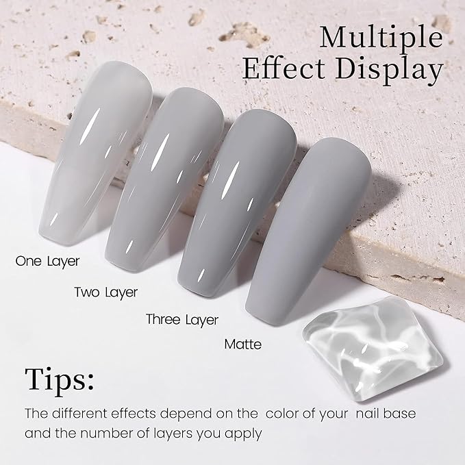 MAYCHAO Jelly Grey Gel Nail Polish 1Pc Nail Polish 15ML Soak Off UV LED Nail Gel Polish Nail Art Starter Manicure Salon DIY at Home, 0.5 OZ