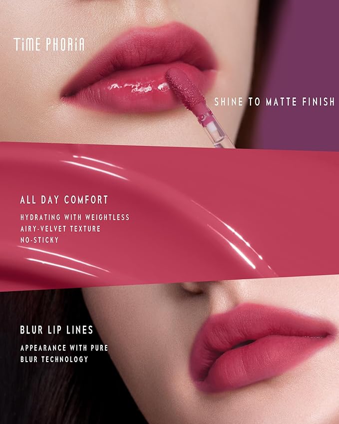 Altera Blurring Lip Tint 003 Bloom, Reddish Pink Glossy to Soft Matte Finish, Blur Lip Lines, Weightless No-Sticky Airy Velvet Texture, Vibrant Hydrating Long-Lasting Lip Makeup
