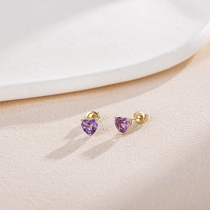 FANCIME 14k Solid Yellow Gold Stud Earrings Gemstone Prong Cluster Stud Earrings Fine Jewelry Gifts for Her Mom Women Wife