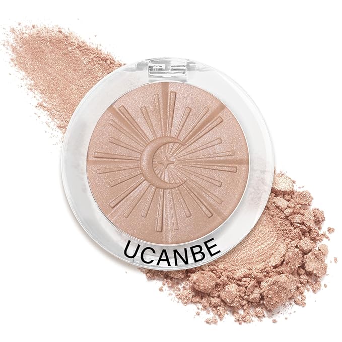 UCANBE Baked Luminous Bronzer Skin Enhancer, Buildable Powder Bronzer 2-in-1 Highlight and Contour, Ultra-Fine Smooth Formula, Long-Lasting Natural Sunkissed Glow - 02 Caramel Glow (Medium Bronze)