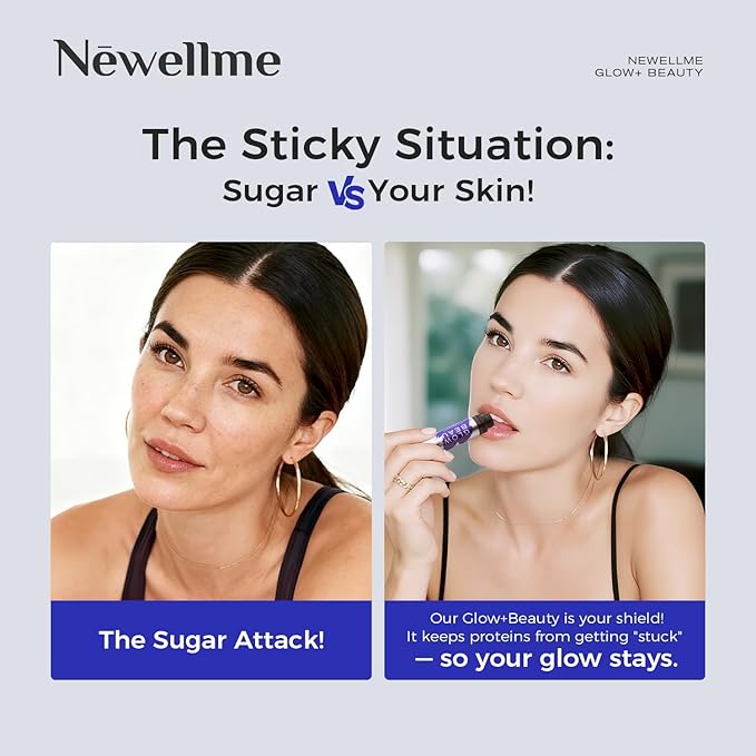 NEWELLME Antioxidant Collagen Shots – Glow+ Beauty Liquid Antioxidant with Hyaluronic Acid, Anti-Glycation Support for Smooth, Radiant Skin, Hair & Nails, 14 Bottles
