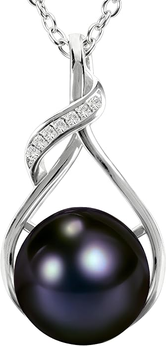 PEARLURA AAA+ 9mm Natural Black pearl necklace for women - Real pearl necklaces for women (18k gold platted 925 sterling Silver)- Wedding anniversary's gift for wife - Luxury birthday gifts for woman - Birthday gift for wife