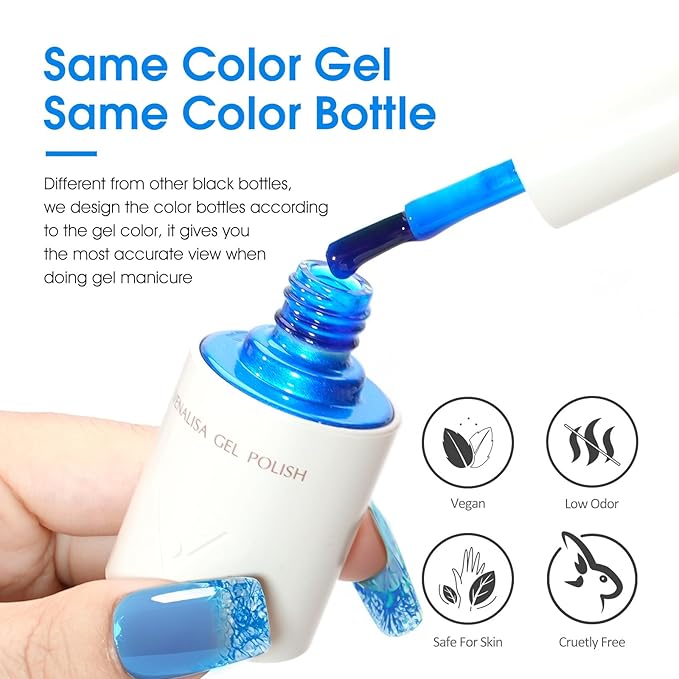 VENALISA Blue Jelly Gel Nail Polish, 1 Pcs Transparent Blue Gel Polish Sheer Color High Gloss Soak Off U V Nail Manicure Salon and DIY at Home Gifts for Women