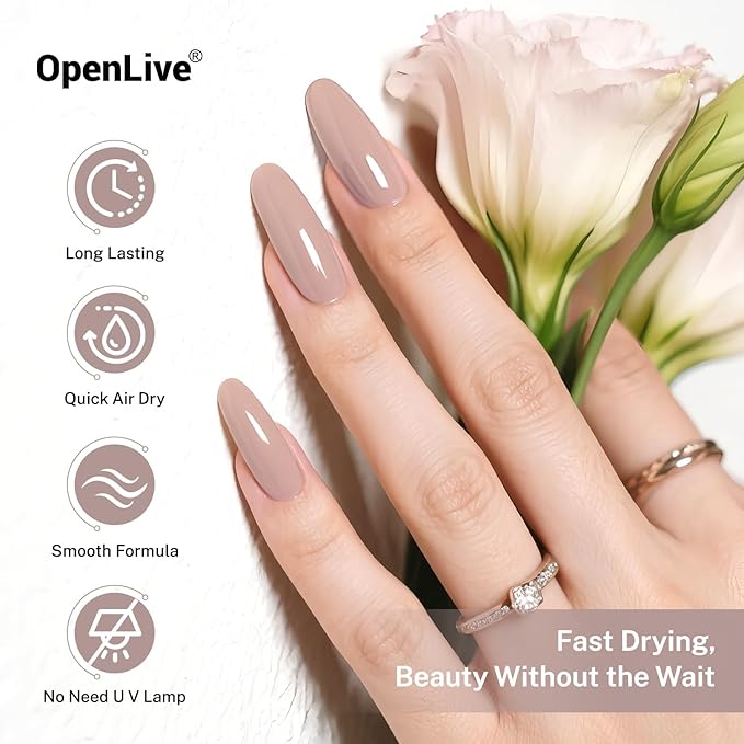 OpenLive 16.5ml Light Brown Nail Polish Large Volume Quick Dry Nail Polish, Long Lasting Shine, Fingernail Toenail Nail Art DIY Home Travel Nail Art Gift