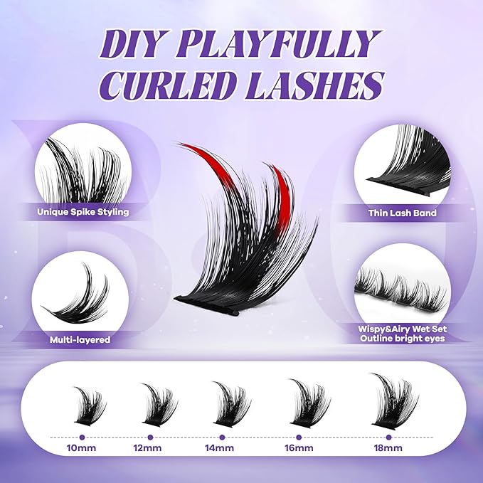 B&Q Manga Lash Clusters SalonSpike 04 10-18mm Mixed Fluffy Eyelash Clusters 156pcs Easily Achieve Salon-quality Lash Extension Results Perfect for Beginners to DIY at Home.(Lash-SalonSpike 04)