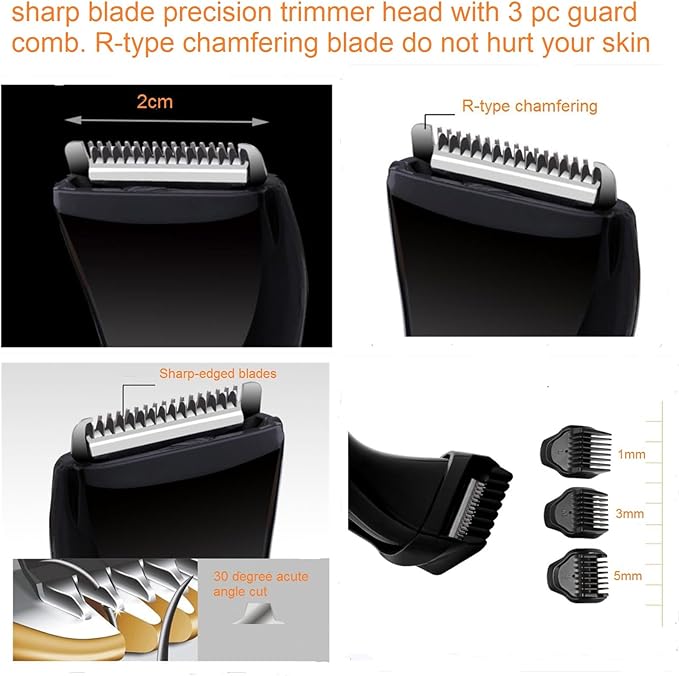 VSTSERIES Men Pubic Hair Trimmer,Male Intimate Part Clipper,Wet Dry Groin Razor,Electric Body Hair Removal,Face Beard and Mustache Style Shaver,Portable Bald Detail Head Shaver,Man Grooming Kit