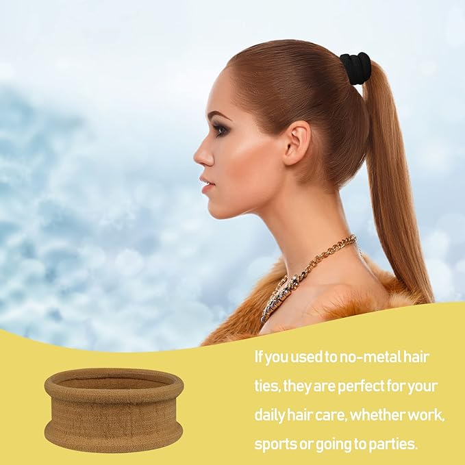 Thick Seamless Hair Ties, Hair Scrunchies Elastics Hair Bands Scrunchy Large Cotton Hair Tie Rope Ponytail Holders for Thick Heavy or Curly Hair Neutral Colors 20 PCS