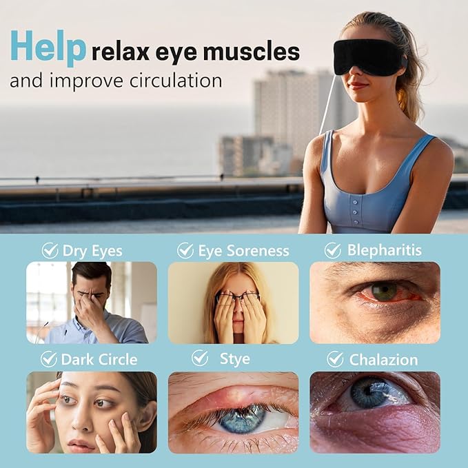 Aurya Heated Eye Mask for Dry Eyes, Warm Eye Compress Mask with Temp & Timer Setting, Eye Heating Pad for Blepharitis, MGD, Migraine, Stye, Chalazion Alleviation, Medium (8.85×3.35 in)