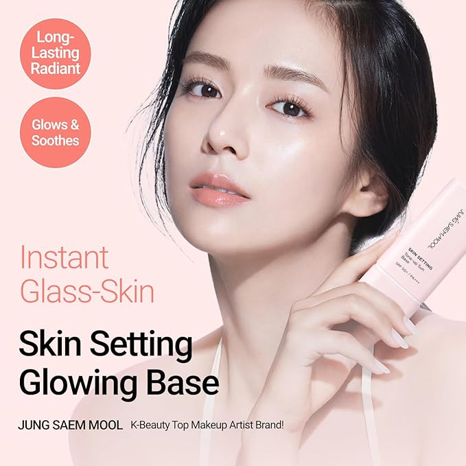 JUNG SAEM MOOL Skin Setting Glowing Base 1.35 Fl Oz, Hydrating Primer with Fine Pearls for Radiant Glow, Pore-Smoothing Pink Flower Complex, Makeup Base for Dry and Combination Skin, Korean Makeup
