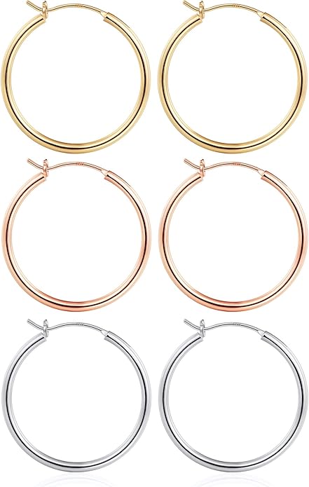 M MOOHAM 14K-Gold-Plated Hoop Earrings for Women - Hypoallergenic 14K Gold 925 Sterling silver-plated Post Sensitive Ears Nickel Free Hoops Earrings Set for Women Jewelry Lightweight 13-60mm
