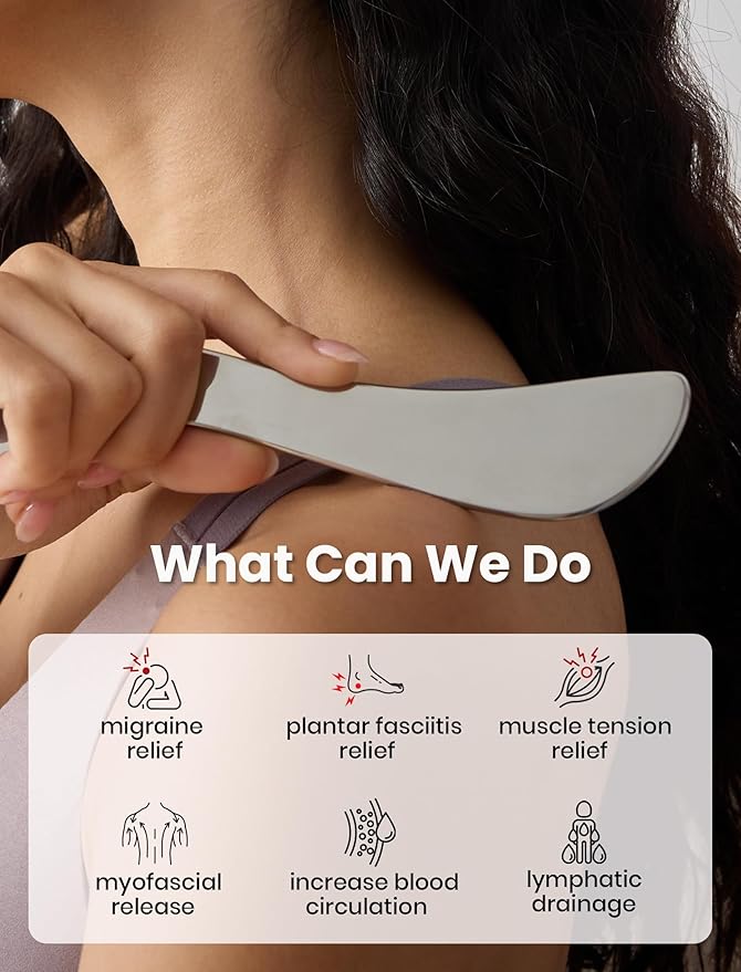 lifechill Stainless Steel Gua Sha Tools for Whole Body, Heavy-Duty Metal Muscle Scraper Tool for Pain Relief Deep Tissue, FSA Eligible Items, Fascia Massage Tools for Soft Tissue Therapy