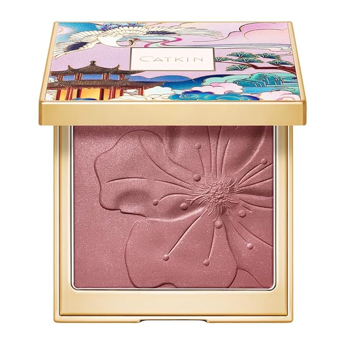 CATKIN Cheek Powder Blush Baked Pink Makeup Blusher Creamy Light Weight Long Lasting Natural flush Finish10g (C09 Midnight)