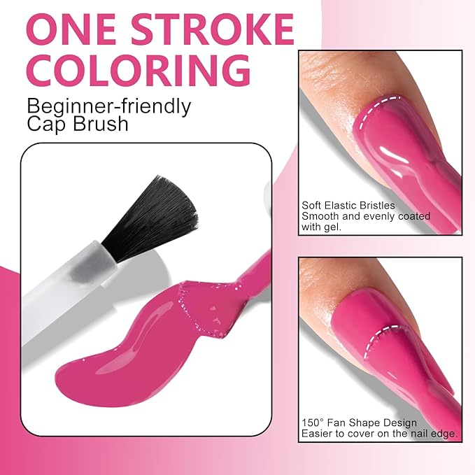NXJ INFILILA Pink Gel Nail Polish, 15ml 0.51oz One-Stroke Coloring Light Pink Color, Hema Free Long Lasting High Gloss Soak Off UV Gel Polish Manicure Salon DIY for Girls SQ129