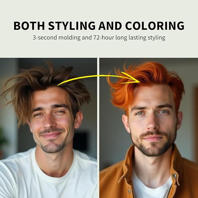 Gowwim Hair Wax Color, Temporary Hair Dye Color Wax Natural Hold & Non - Greasy for Women & Men 4.23 Oz Red