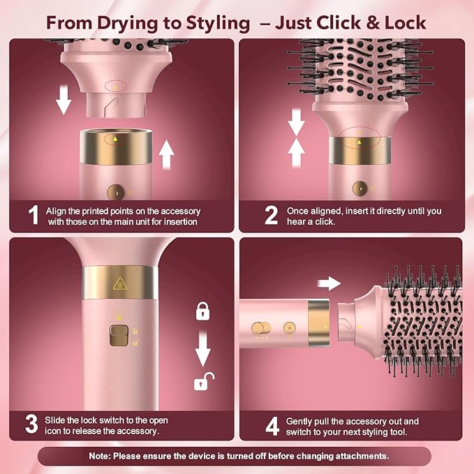 Mythsight StyleVibe 6-in-1 Air Styler, Hair Dryer & Blow Dryer Brush with Travel Case - Auto Wrap Curls (L/R), Fast Drying, Thermal Round Brush for Smooth Blowouts & Frizz-Free Volume, No Heat Damage