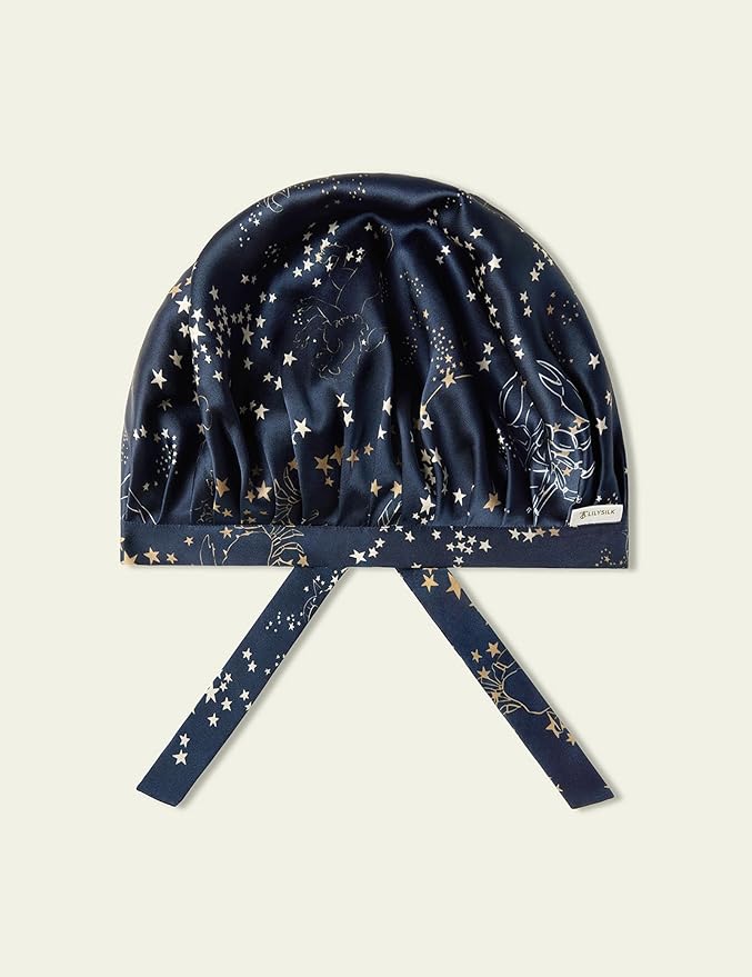 LilySilk 100% Mulberry Silk Bonnet Silk Night Sleep Cap Adjustable Hair Wrap for Sleeping Scorpio