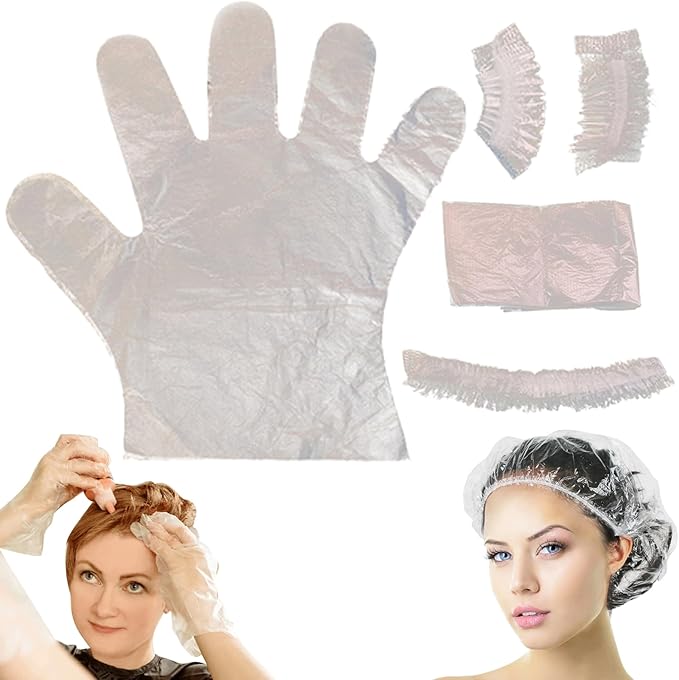 Tuimiyisou Hair Bleach Kit Hair Dye Kit Disposable Hair Bleach Kit DIY Hair Dying Kit Include Gloves, Ear Caps, Shower Cap, Shawl, Hair Dying Accessory Kit for Salon