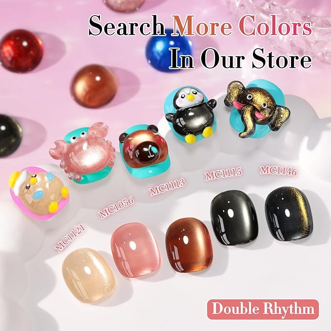 Double Rhythm Cat Eye Gel Polish with Magnet 15ML Holographic Glitter Shimmer Translucent Sheer Color Glass Brown Magnetic Gel Polish Salon DIY at Home (Fall Brown-MC1113)