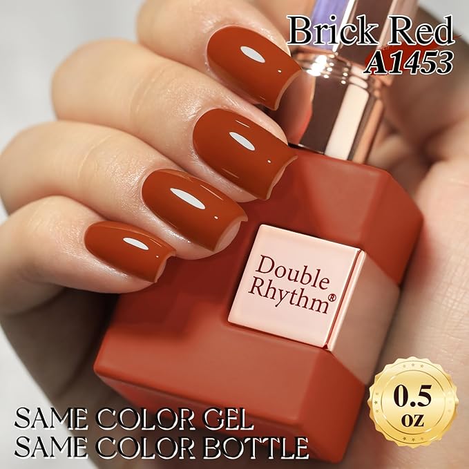 Double Rhythm 15ML Gel Nail Polish Pure Sheer Same Color Same Bottle Soak Off Gel Polish Art Manicure Salon DIY at Home for Women (Burnt Brick-A1453)