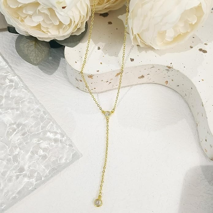 Luxval Diamond Pendant Gold Necklace for Women，Dainty 18k Gold Plated Choker Necklaces Simple Gold Jewelry Gifts for Women Girls