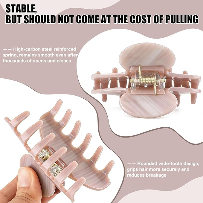 Big Hair Claw Clips for Thick Hair, Tortoise Shell Nonslip Large Hair Clips, Celluloid Butterfly Jaw Clips, Strong Hold for Women