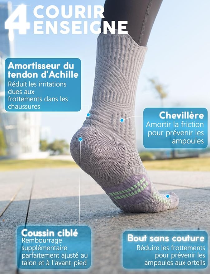 Juclise Womens Coolmax Bamboo Viscose Compression Running Crew Socks, Moisture-Wicking Anti-Blister Hiking&Gym Athletic