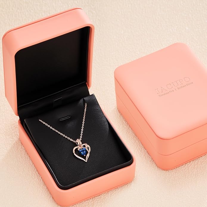 1.2CT Rose Heart Necklace Option of Moissanite or Lab-Grown Sapphire Ruby Emerald&More Necklace for Women Birthstone Girlfriend Necklace S925 Sterling Silver 18K White/Rose Gold Plated D Color VVS1 Gift for Wife Mother Daughter for Birthday Anniversary...