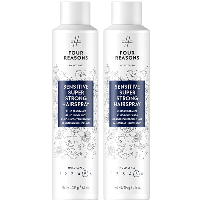 No nothing Super Strong Hairspray for Women, Unscented & Hypoallergenic Finishing Spray for Sensitive Scalp, Extra Strong Hold Hair Spray Women, Humidity & UV Protection - 2 Pack (7.5 oz Each)