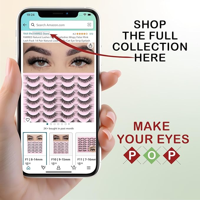 FARRED Natural Eyelashes Wispy Lashes Short False Eyelash Small Cat Eye Fake Lashes Full Pestañas Sets for MUA and Beginners Daily Makeup (F2 | 7-14mm)