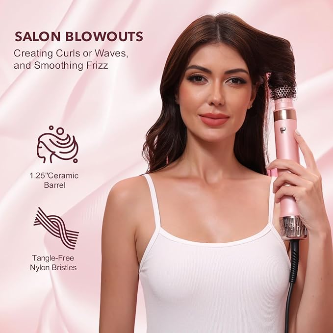 Mythsight StyleVibe 6-in-1 Air Styler, Hair Dryer & Blow Dryer Brush with Auto-Wrap Curl L/R, Fast Drying, Smooth Blowouts, Root-Lift Volume, No Heat Damage Frizz-Free Thermal Brush, Gifts for Women