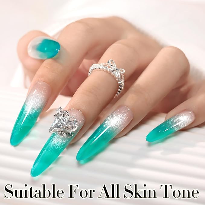 Double Rhythm 0.5 Oz Jelly Gel Polish Same Color Same Bottle Sheer Neutral Natural Light Milky Pastel 15ML Translucent Polish Art DIY at Home (Teal-A1636)