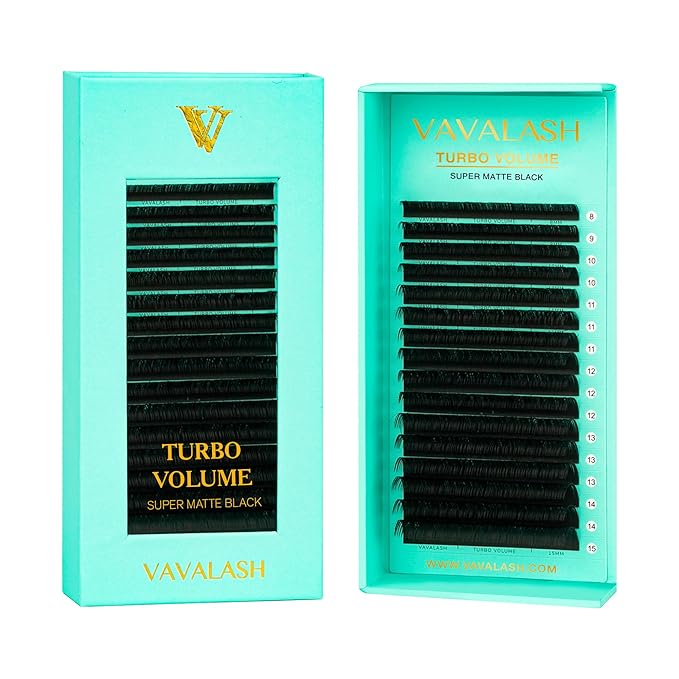Shimmy-free Lashes Extenisons Self Fanning Eyelash Extensions 0.03 0.05 Turbo Volume Lashes C/CC/D Curl 16mm True Matte Black Lash Extensions Professional Volume Eyelashes (0.05-D-16mm)