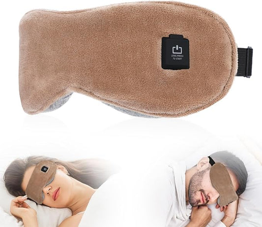 Heated Eye Mask for Dry Eyes, Stye Relief and Improved Sleep - Cordless Rechargeable Warm Compress with Graphene Heating, 3 Temp Settings, Auto Shut-Off, Washable Sleep Mask for Travel