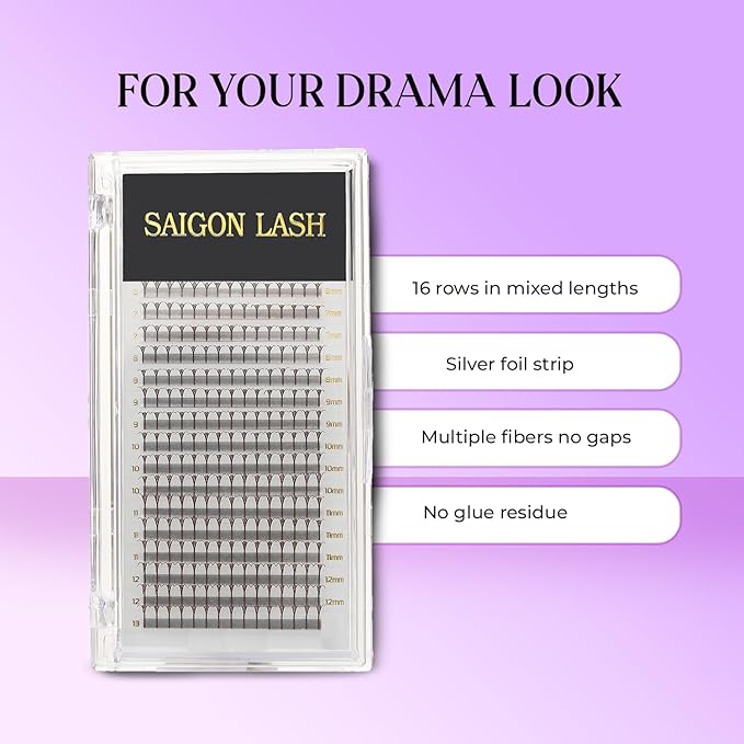 SAIGON LASH Anime Lash Kits Promade Fans –3D & 12D Wispy Volume Lashes, CC Curl 0.07, Mixed Length 6–13mm, Loose Handmade Extensions for Lash Artists (Dark brown-C-0.05-6 - 13mm)