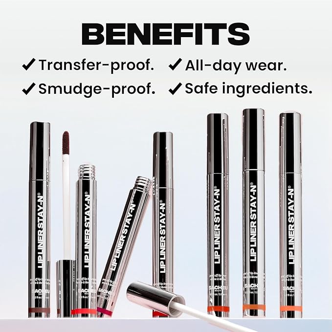 Sacheu Lip Liner STAY-N Peel Off Lip Stain — Long Lasting Waterproof Lip Tint with Hyaluronic Acid & Vitamin E — Transfer Proof Matte Finish, Vegan & Cruelty-Free (nOOHde)