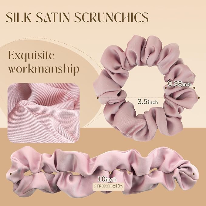 Scrunchies for Women,Silk Satin Hair Scrunchies,Elastic Strengthening Hair Ties,Ponytail Holder Suitable for Thick Thin Hair,Luxury Scrunchy for Girls(8 PCS Multicolor)