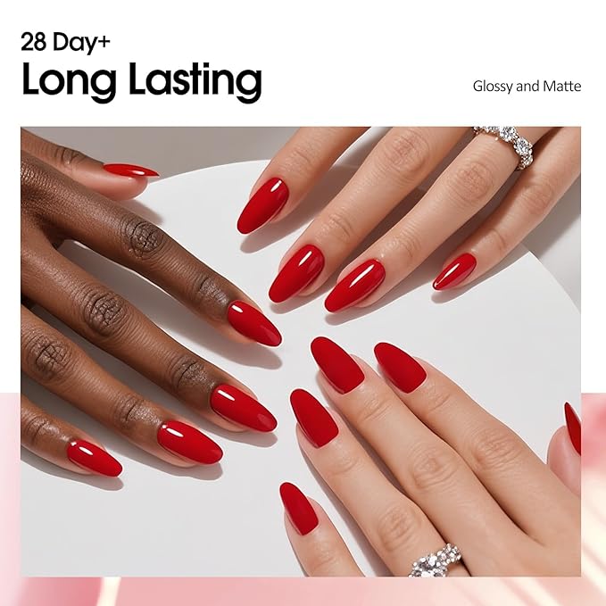 VENALISA Red Gel Nail Polish, 1 Pcs Red Gel Polish Bright Color High Gloss Soak Off U V Nail Manicure Salon and DIY at Home Gifts for Women