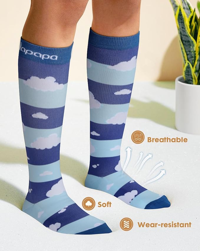 Lalapapa Cute Compression Socks for Women - 3 Pairs 20-30 mmHg Graduated Support Lightweight for Daily Wear Travel Nurse