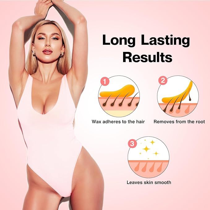 Waxers Roll on Wax Kit Professional Soft Wax Roller Depilatory for Coarse & Thick Hair Removal Waxing Roller Cartridge for Women Men at Home Rose