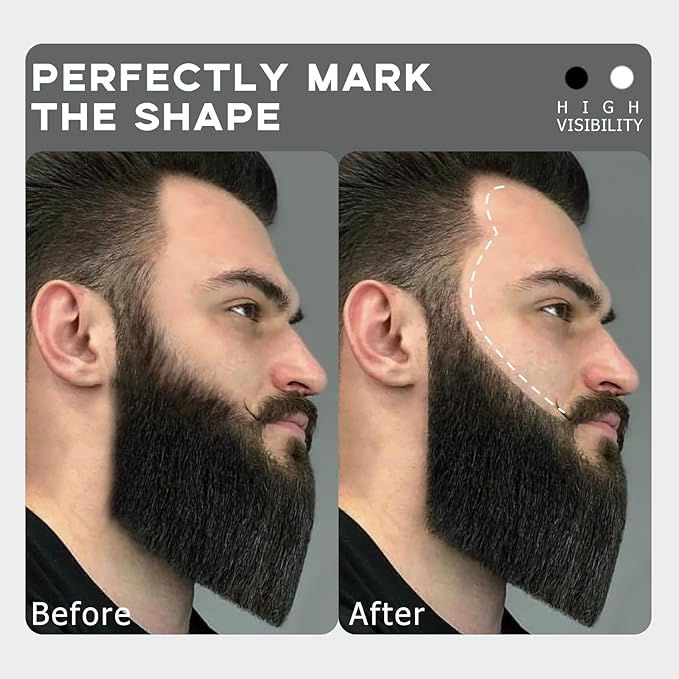 Noerrors Barber Pencil for Lineup Magic Hairline Enhancement Beard Guide Shaping Pencils for Design Razor Trace Black White Barber Chalk Pencils Set with Sharpener Ruler Brush for Men