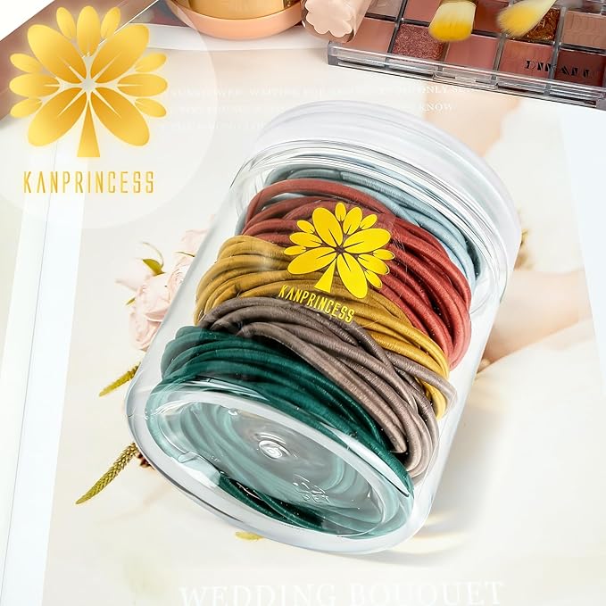 100Pcs Multi-Color Hair Ties For Thick And Curly Hair, Elastic Hair Ties For Women, Men And Girls, No Damage Ponytail Holder Hair Bands(Set5)