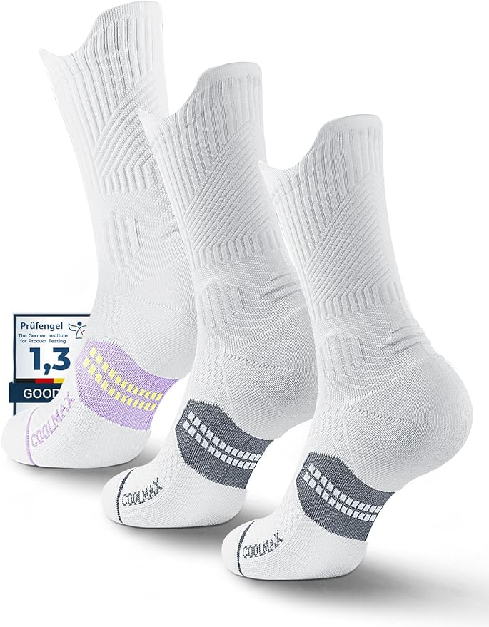 Juclise Womens Coolmax Bamboo Viscose Compression Running Crew Socks, Moisture-Wicking Anti-Blister Hiking&Gym Athletic