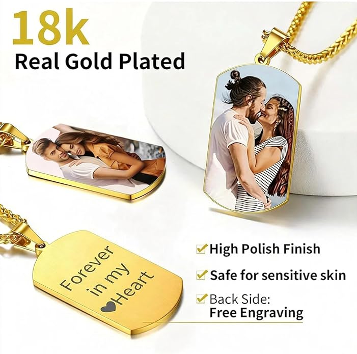 CLYLIFE Picture Necklace Personalized Photo,Custom Disc/Heart Pendant for Men Women Dad Mom Customized Necklace with Chain Photos Memorial Gifts for Mother's Day, Birthday, Anniversary