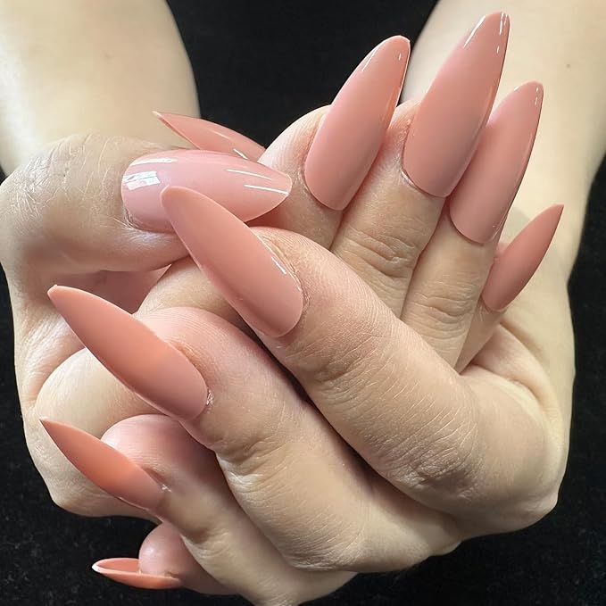 JONKASIPA French Fingertip Press-On Nails - Pink Almond Shaped Press-On Nails, Artificial Nails Designed for Women, 24 Pcs Stick-On Nail Set