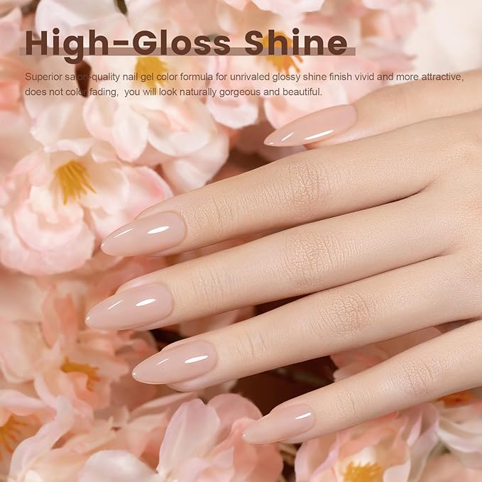 RARJSM Nude Gel Nail Polish Eggshell Pink Neutral Skin Tone Sheer Jelly Gel Polish 1PC 15ml Single Bottle Cream Transparent Pink Nail Gel Polish Soak off UV LED Cured for Home Salon DIY Manicure